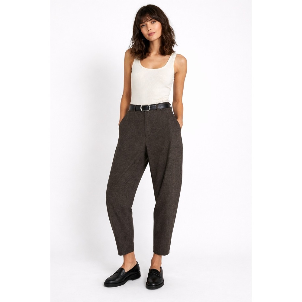 Ruti Women's Brown Check Patterned Barrel Wide Ish Leg Pants Equestrian Sz 12